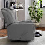 Harkawon Swivel Rocker Recliner Chair, Glider Rocker Recliner, Rocking Chair Nursery, Fabric Chair with High Back, Deep Seat, for Living Room, Bedroom (Dark Grey)
