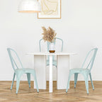 FDW | Set of 4 Metal Dining Chairs | Blue | Stackable Tolix Side Chairs with Backrest | Scratch-Resistant | Non-Slip Feet | Indoor/Outdoor Use | 330 lbs Capacity | Ideal for Kitchen & Restaurant
