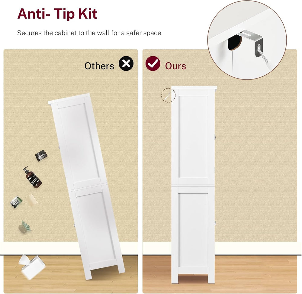 TEENFON 51" H Pantry Cabinet with 4 Doors, Kitchen Cabinet with 6 Door S...