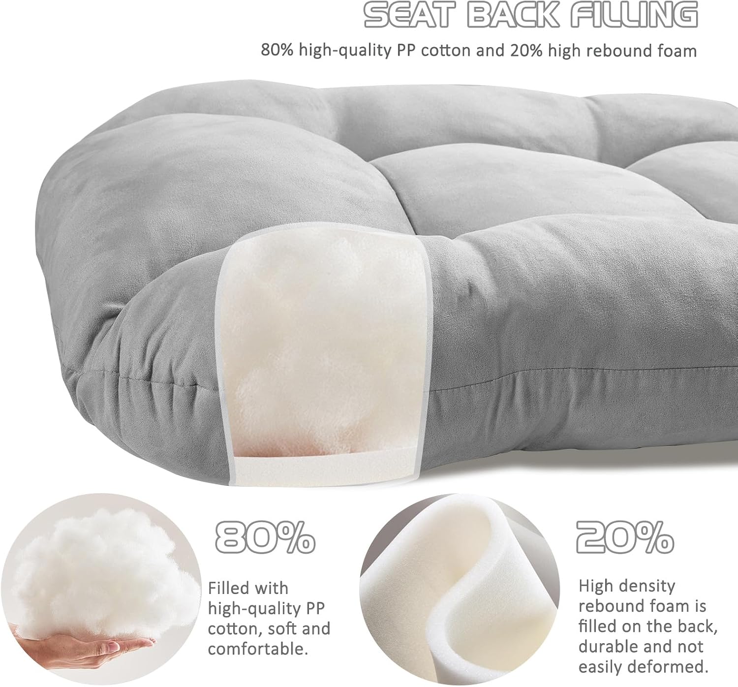 BECHAEO 5PCS Suede Glider Rocker Replacement Cushions with Ottoman Cover Thicken Soft Rocking Chair Cushion Set for Indoor Nursery Glider Rocking Chair, Light Gray | Thicken Soft Rocking Chair Cushion Set, for Indoor Nursery Glider Rocking Chair
