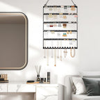 6 Tier Earring Holder Wall Mounted Hanging Earring Organizer, Earring Display Storage with 123 Holes and 129 Grooves Jewelry Organizer Tree for Stud/Hoop/Dangle Earrings Necklace（Black）