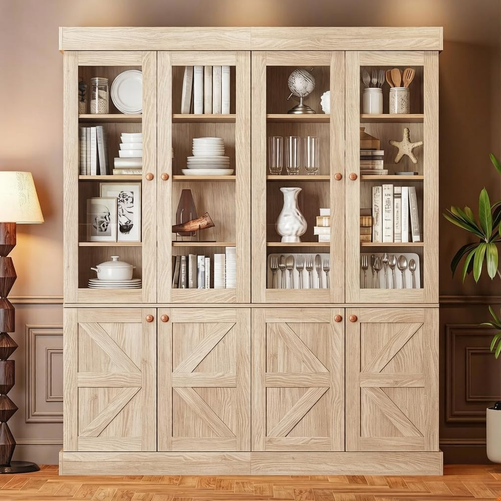 ivaniti 71" Tall Farmhouse Kitchen Pantry, Rustic Brown Wood Storage Cab...