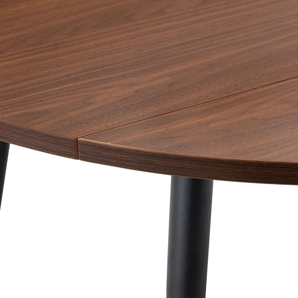 Extendable Dining Table with Walnut Grain MDF Top and Black Metal Legs | Spac...