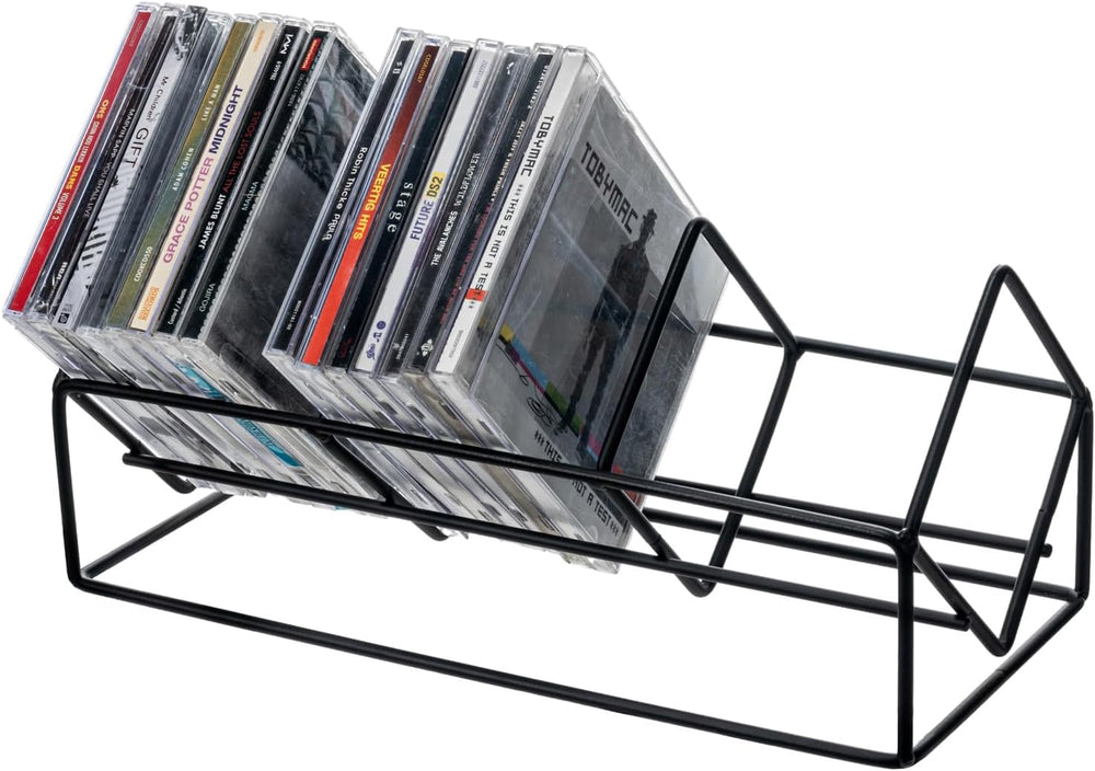 MyGift 3 Slot CD Holder, 30 Capacity Black Metal Media Organizer Rack | Three...