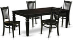 East West Furniture LGGR5-BLK-W 5 Piece Dining Room Furniture Set Includes a Rectangle Kitchen Table with Butterfly Leaf and 4 Dining Chairs, 42x84 Inch, Black