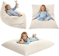 3-in-1 Kids Bean Bag Chair, Convertible Floor Cushion | Odor-Free Shredded Foam Resists Clumping, Removable Corduroy Cover, Cozy Lounge Seating for Bedrooms, Playrooms, Classrooms