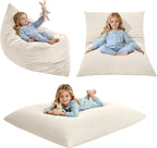 3-in-1 Kids Bean Bag Chair, Convertible Floor Cushion | Odor-Free Shredded Foam Resists Clumping, Removable Corduroy Cover, Cozy Lounge Seating for Bedrooms, Playrooms, Classrooms