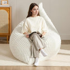 3-in-1 Giant Bean Bag Chair for Adults & Kid, Convertible Floor Sofa to Mattress, High-Density Foam Chair Bed with Washable Cover, Multi Functional Lounge Couch for Bedroom, Living Room (Beige)