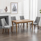 Gray Mid Century Dining Chairs Set of 6, Modern Kitchen & Dining Room Chairs Set of 6, Fabric Upholstered Kitchen Chairs, Sillas de Comedor, Wood Legs (Grey, 6 Pcs)