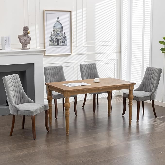 Gray Mid Century Dining Chairs Set of 4, Modern Kitchen & Dining Room Cha...