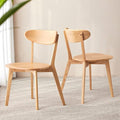 100% Solid Wood Dining Chairs Set of 2, Mid Century Modern with Wide Rounded Backrest, Chairs for Dining Room, Kitchen Chairs, Original Wood Color