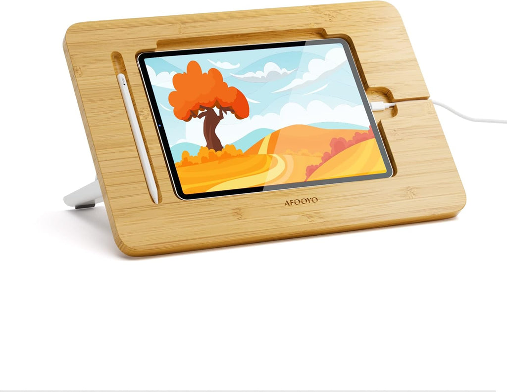 Wooden Tablet Drawing Stand - Portable & Adjustable 5 Angles for Laptop,Laptop Stand Riser,Compatible with 12.9/13 inch iPad Pro(3rd-6th Gen)