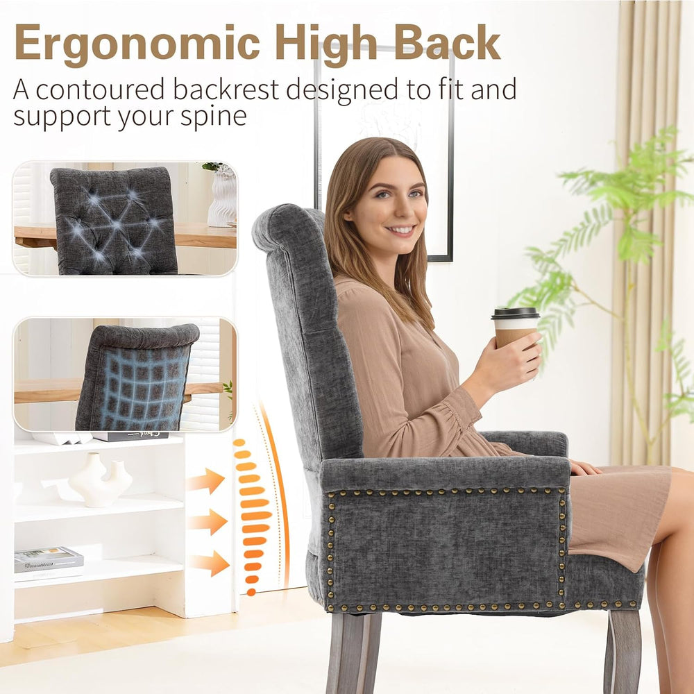 cinkehome Upholstered Dining Chairs, Dining Room Kitchen Chair with Armrest a...