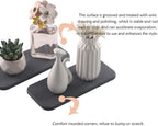 2 Pcs Water Absorbing Stone Trays, Kitchen/Bathroom Sink Soap Dish, Diatomite Tray Used for Hand Soap & Cosmetic Bottles in The Modern Home, 4" W x 9" L, Dark Gray