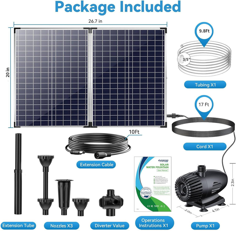70W Solar Water Pump, Solar Water Fountain with Water Shortage Protection, So...