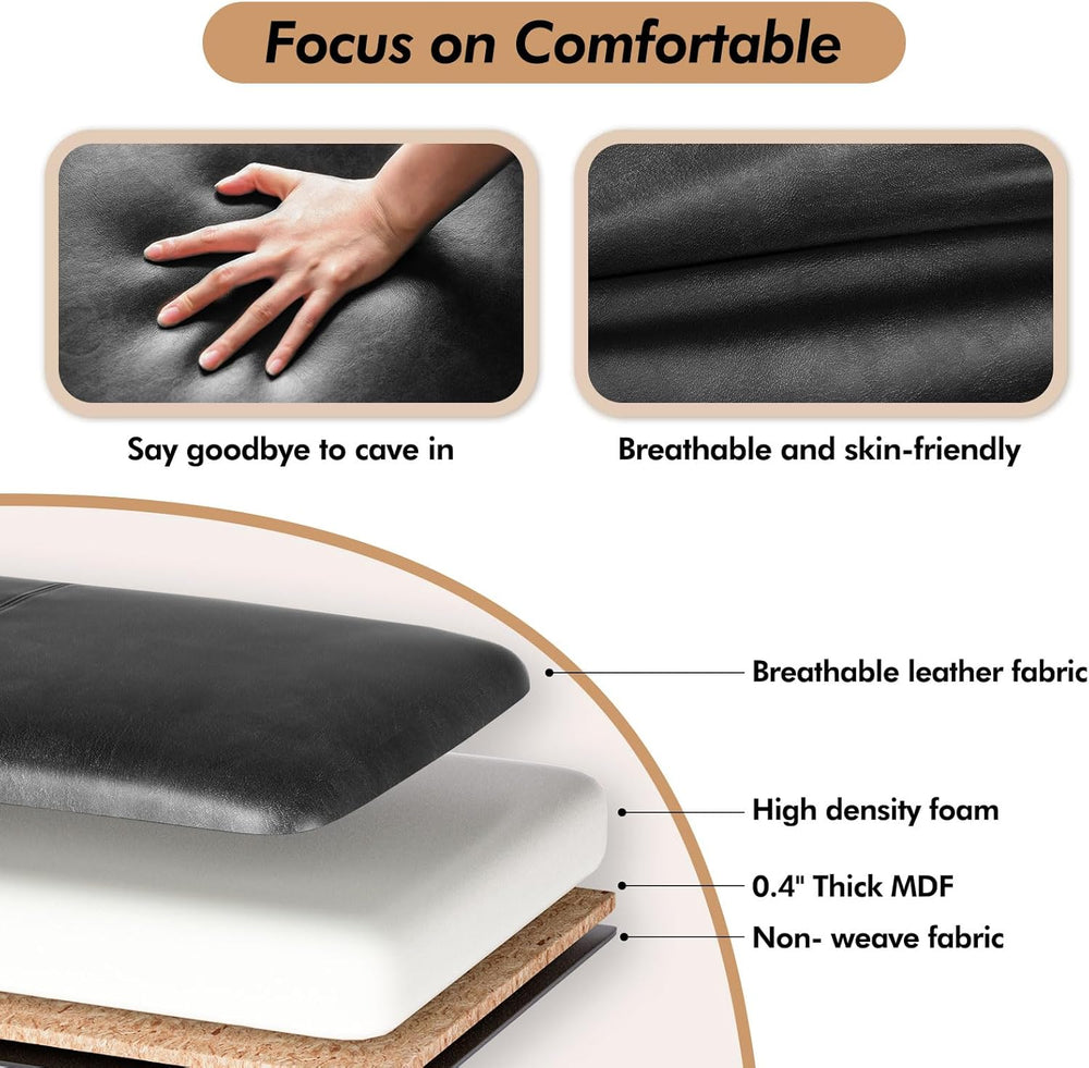 ZZW Storage Ottoman Bench, 51" Length Upholstered End of Bed Storage Ben...