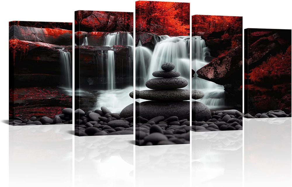 Conipit Black White Red Landscape Print Artwork for Living Room Red Tree Canv...