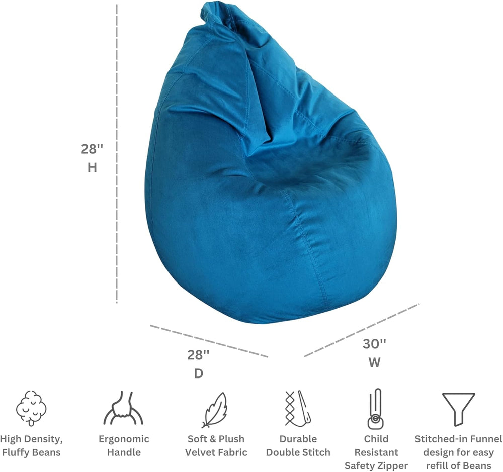 Dojo Teardrop Bean Bag Chair (Filled) - Plush Ultra Soft Giant Bean Bag for A...