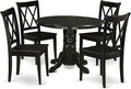 East West Furniture SHCL5-BLK-W 5 Piece Dining Room Table Set Includes a Round Wooden Table with Pedestal and 4 Kitchen Dining Chairs, 42x42 Inch, Black