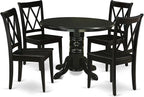 East West Furniture SHCL5-BLK-W 5 Piece Dining Room Table Set Includes a Round Wooden Table with Pedestal and 4 Kitchen Dining Chairs, 42x42 Inch, Black