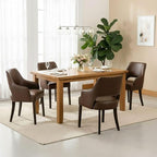 PU Leather Dining Chairs Set of 6 Upholstered Farmhouse Kitchen Chair Side Chairs Wood Accent Chair for Living Room/Dining Room/Bedroom/Restaurant, Upgraded Size, Brown
