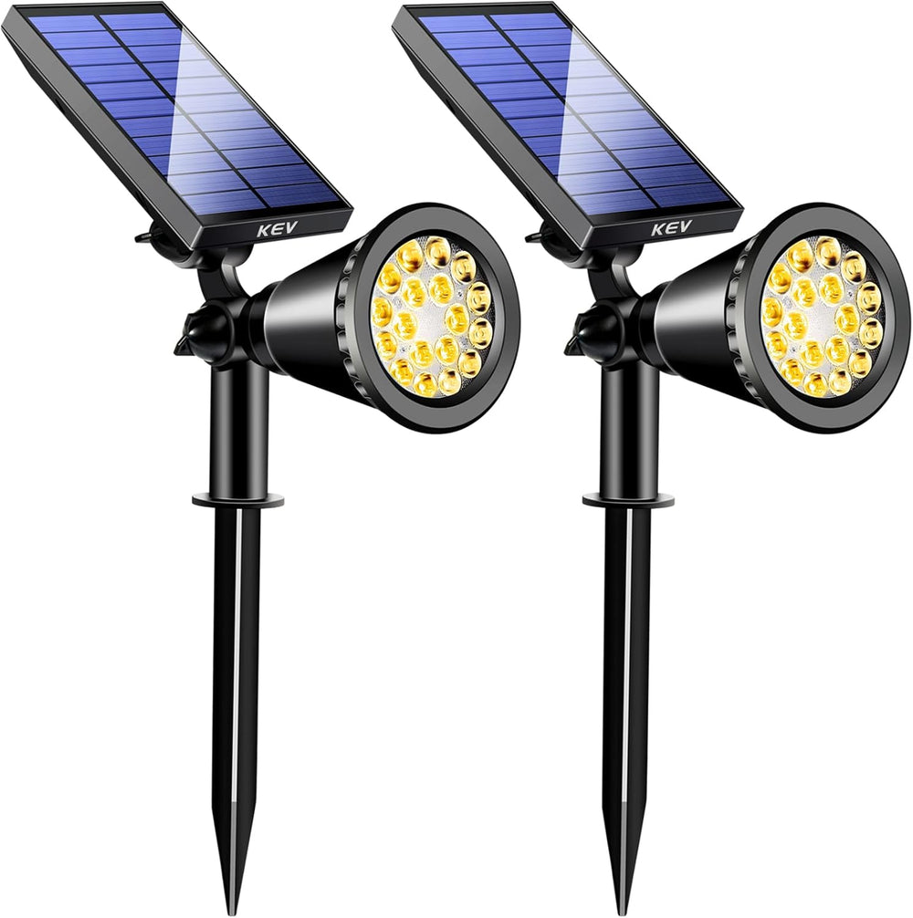 KEV 800 Lumens Solar Spot Lights Outdoor,18 LEDs Solar Flood Lights with 2 Mo...
