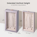 Lolalet Necklace Organizer Box, 2-Layer Jewelry Storage Boxes with Clear Lid for Necklaces, Tangle-Free Necklace Display Case for Women Girls -Dusty Purple