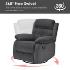 Swivel Rocker Recliner with 360 Degree Swivel, Small Recliners with 30 Degree, 90-150 Degree Angle, Lift Chair for Home Theater Seating, Adults, Living Room, Bedroom, Nursery, Dark Gray