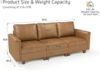 SITJOY 91" Faux Leather Modular Sectional Sofa with Storage, Mid Century Modern Sectional Couches for Living Room, Soft Padded Armrests, 3 Seater Couch, Brown