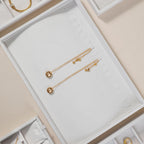 Velvet Jewelry Display Tray For Bracelet Pendant Necklace, Multi-Slot Stackable Storage Tray For Long Chain Jewelries, Drawer Insert Jewelry Organizer (White)