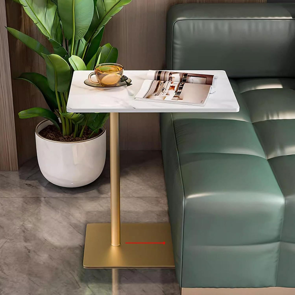 Drsyffsup Outdoor Coffee Table Side End Table with Marble Effect Top and Gold...
