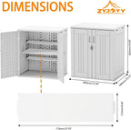 Outdoor Storage Cabinet with 2 Shelves, Waterproof Resin Vertical Tool Shed, Lockable 15 cu. ft. Storage Shed for Patio, Garden, Yard, Dark White