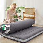 Japanese Floor Mattress, 4" Japanese Futon Mattress, Foldable & Portable Shiki Futon (shikibuton), Roll Up Thicken Sleeping Tatami Mat Sleeping Pad for Camping (Grey, 54 x 80)