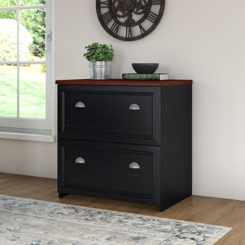 Bush Furniture Lateral File Cabinet with Antique Pewter Accents | Fairview Co...