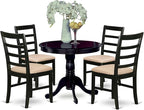 East West Furniture ANPF5-CAP-C 5 Piece Dining Set Includes a Round Kitchen Table with Pedestal and 4 Linen Fabric Upholstered Dining Chairs, 36x36 Inch, Cappuccino