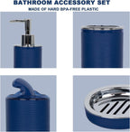 CERBIOR Bathroom Accessories Set 6 Piece Bath Ensemble Includes Soap Dispenser, Toothbrush Holder, Toothbrush Cup, Soap Dish for Decorative Countertop and Housewarming Gift (Blue)