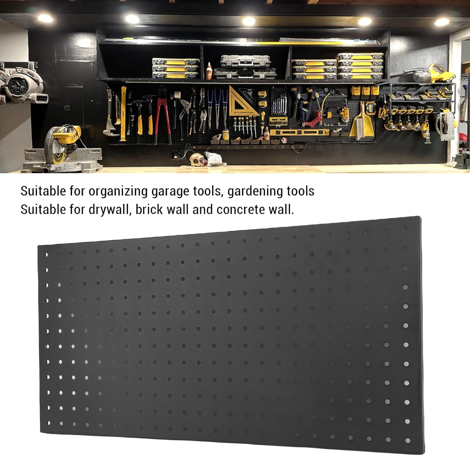 Fydun Metal Pegboard Wall Panels Steel Modular Peg Board Organizer Garage Workbench