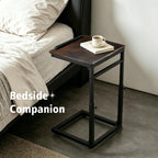 facka C Shaped TV Tray Table, Adjustable Height & 0-60° Tilt for Couch | C Table Sofa Side End Table with Stopper Ledge, Couch Table for Eating, Laptop, Reading & Small Spaces Brown
