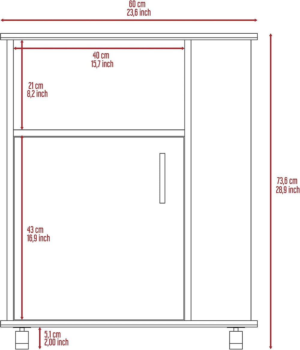 White Single Door Microwave Cabinet with 3 Side Shelves