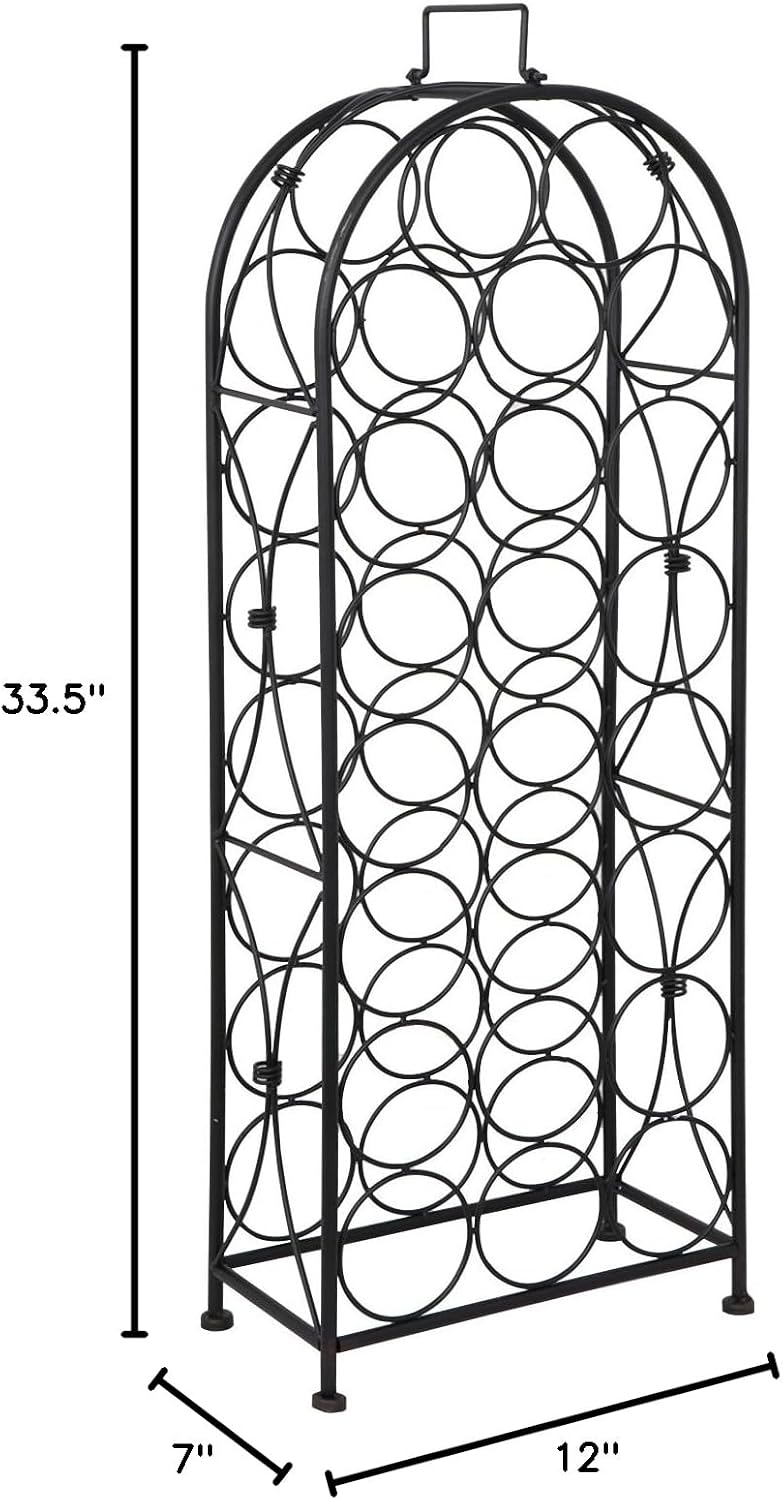 F2C 23 Bottles Wine Rack Stand Floor Wine Holder Metal Construction Free Standing Elegant French Style