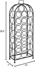 F2C 23 Bottles Wine Rack Stand Floor Wine Holder Metal Construction Free Standing Elegant French Style