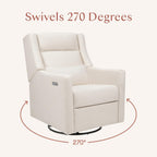 Babyletto Kiwi Plus Electric Recliner Glider in Performance Cream Eco-Weave | GREENGUARD Gold & CertiPUR-US Certified - Power Recliner Rocking Nursery Chair w/ USB Ports - 270° Swivel