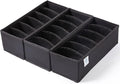 Qozary 3 Pack Sock Underwear Drawer Organizer Dividers, Collapsible Cabinet Closet Storage Boxes for Clothes, Socks, Lingerie, Underwear, Tie, Belt, Baby, Bedroom