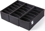 Qozary 3 Pack Sock Underwear Drawer Organizer Dividers, Collapsible Cabinet Closet Storage Boxes for Clothes, Socks, Lingerie, Underwear, Tie, Belt, Baby, Bedroom