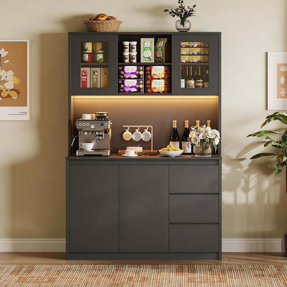 71" Kitchen Pantry Cabinet,Tall Storage Cabinet with Doors & Shelves...