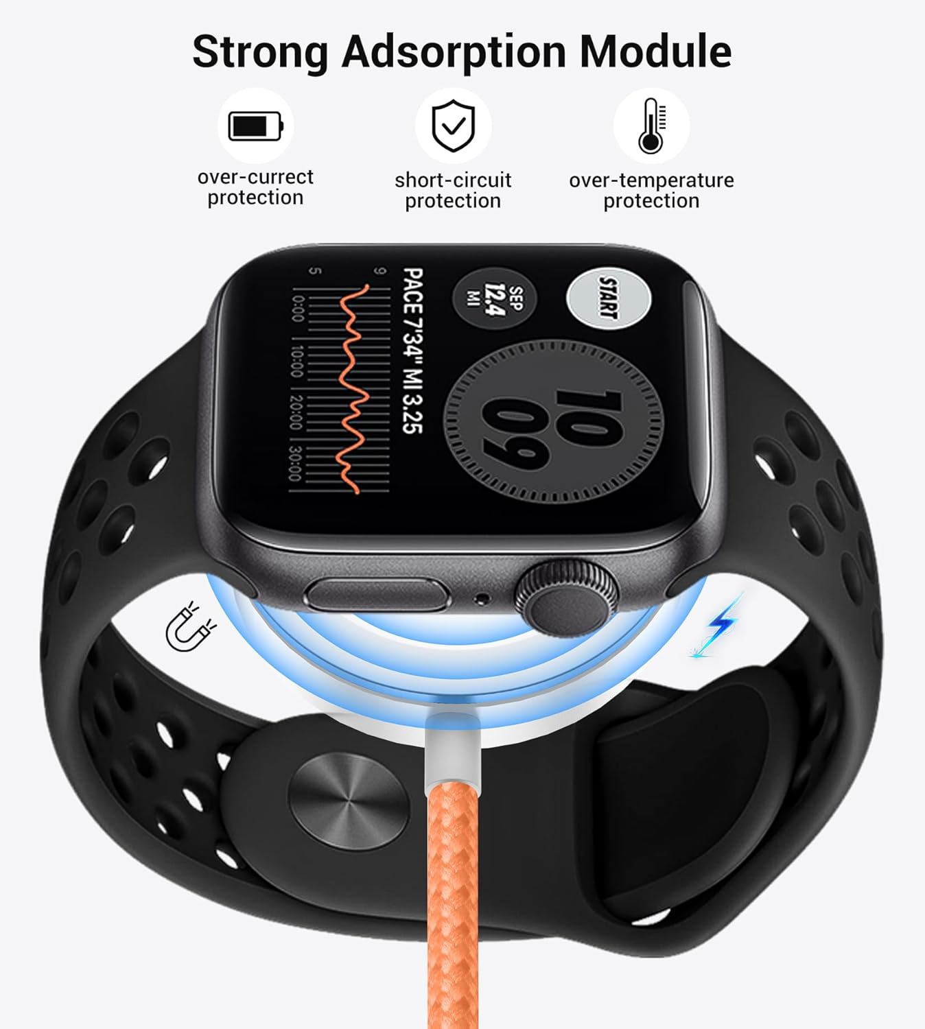 Temdan for Travel Vacation Essentials,3 in 2 USB C Cable for Apple Watch Charger/iPhone 17 Charger/Lightning,Multi Charging Cable Cord,Camping Essentials,Designed for iWatch &iPhone 16-12-4FT Orange
