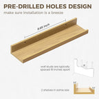 Axeman Floating Shelves for Wall | Picture Ledge Shelf Set of 2 | Rustic Oak Picture Shelf for Wall with Ledge | Small Floating Shelves with Lip | Photo Ledge Shelves for Books Album Records