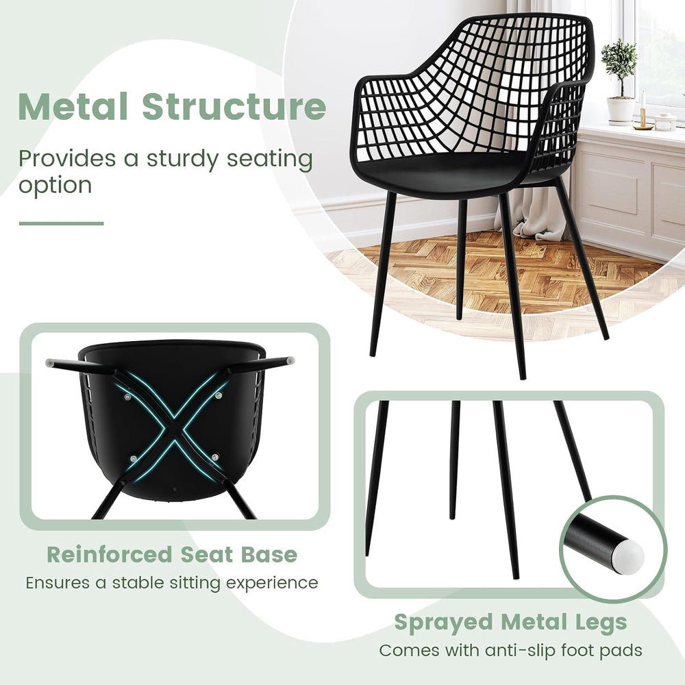 GOFLAME Dining Chairs Set of 4, Plastic Kitchen Chairs with Metal Legs, Hollo...