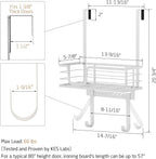 KES Over The Door Ironing Board Holder, Ironing Board Hanger Over Door Organizer with Storage Shelf Y and T Shaped Fits for 1 3/8 Doors White, HIR501A-WH