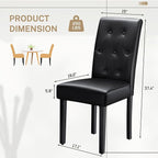Furmax Upholstered Dining Chairs Set of 4, PU Leather Dinning Room Chairs, Button Tufted Kitchen Chairs with Adjustable Wood Legs for Dining Room/Living Room/Restaurant (Leather Black, 4)